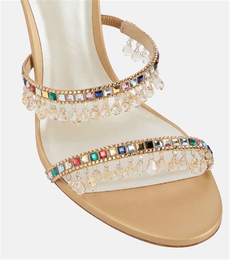 Chandelier Embellished Satin Sandals In Multicoloured Rene Caovilla