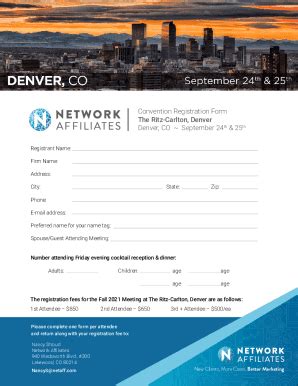 Fillable Online Convention Registration Form The Ritz Carlton Denver