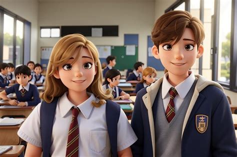 Premium Photo | Boy and girl in school uniform