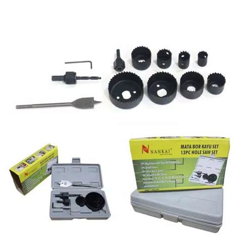 Jual HOLE SAW KIT NANKAI 13 PCS MATA BOR KAYU MATA BOR PELUBANG KAYU