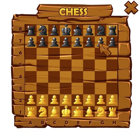 Wooden Chess board and set chess figures for 2D game UI, Chess Strategy ...