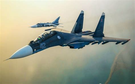 Sukhoi SU 30SM And Sukhoi SU 24M Of The Russian Naval Aviation Are