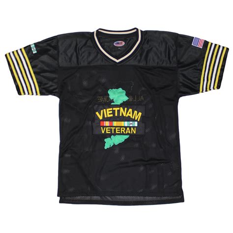 JWM 11159 Vietnam Veteran Football Jersey With Service Ribbons Black