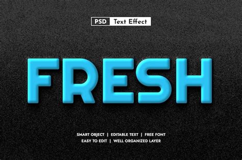 Efecto De Texto Editable Fresco Azul Archivo Psd Premium