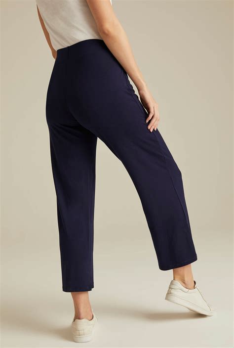 Navy Jersey Wide Leg Crop Trouser Long Tall Sally