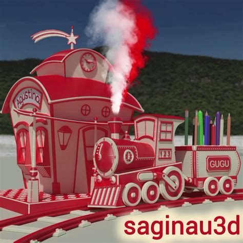 Archivo 3d Gratis Locomotora Vagon Y Estacion De Trenes 🧸 ・diseño Por