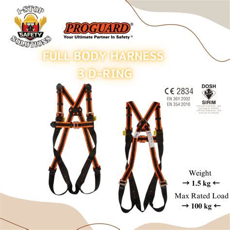 Proguard 3 D Ring Full Body Harness 1 8m Double Kernmantle Lanyard