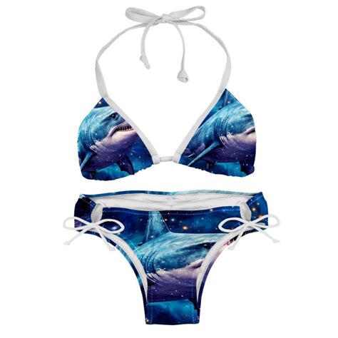 Starry Shark Detachable Sponge Adjustable Strap Bikini Set Two Pack