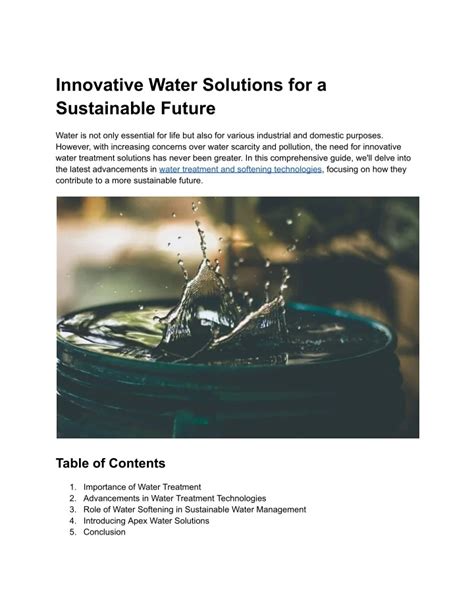 PPT - Innovative Water Solutions for a Sustainable Future PowerPoint ...
