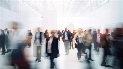 Premium Photo Blurred Business People At A Trade Fair