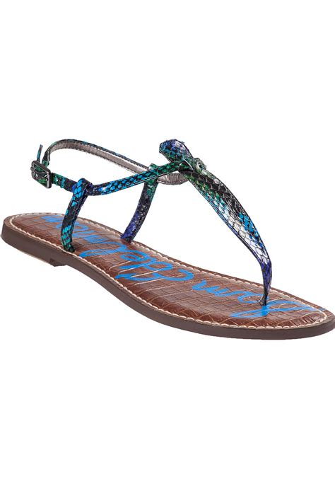 Sam Edelman Gigi Leather Sandals In Teal Green Snake Save 30 Lyst