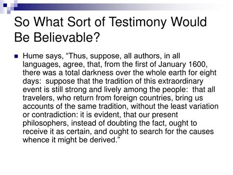 Ppt David Hume When Should I Believe Miracle Testimony Powerpoint