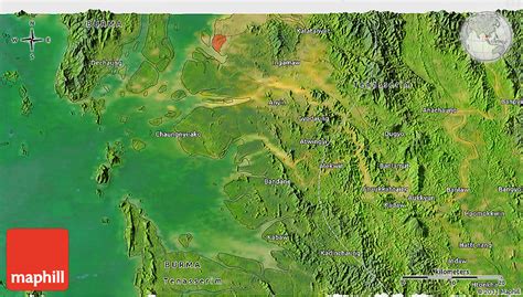 Satellite 3D Map of the Area around 12° 11' 54" N, 98° 40' 30" E