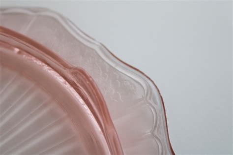 S Vintage Pink Depression Glass Footed Cake Plate Anchor Hocking