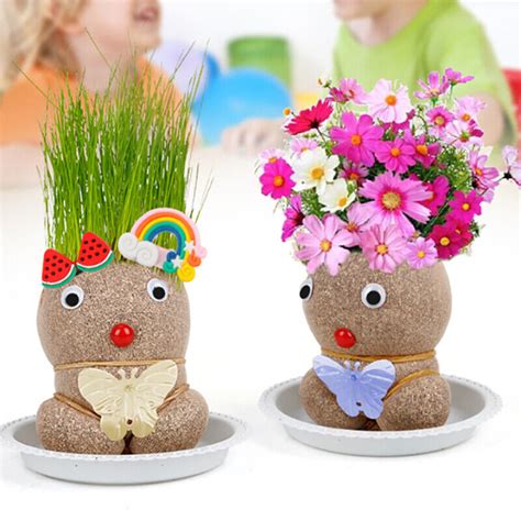 Room Decor Mini Grass Head Doll Small Potted Plant Watering Green Plants Beaut U Ebay