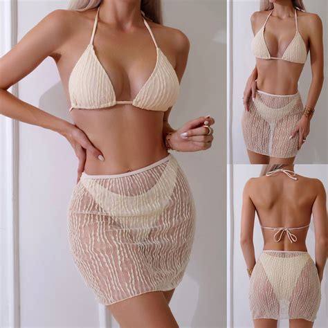 Jacenvly Cover Up Piece Bikini Sets For Women Clearance Comfortable Swimsuit Casual Women S