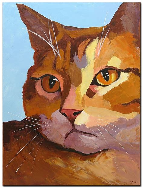 Novaarte Acrylbild Katze Modern Original Abstrakt Malerei Kunst Acryl