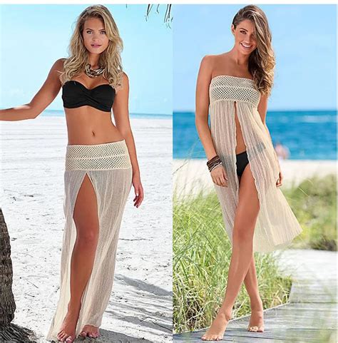 Beach Cover Up Bikini Cover Up Swimwear Women Swimsuit Hollow Mesh Long