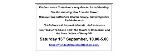 All Saints Cottenham Open Day Visit South Cambs