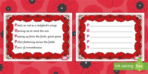 Poppy Acrostic Poem Example Teacher Made Twinkl