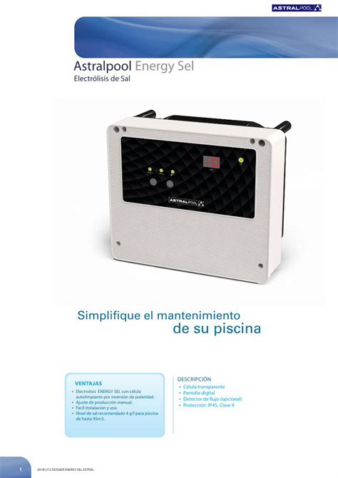 Pdf Electr Lisis De Sal Astralpool Energy Sel Electr Lisis De Sal