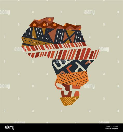 Africa Continent Map Shape Illustration Concept Made Of Traditional