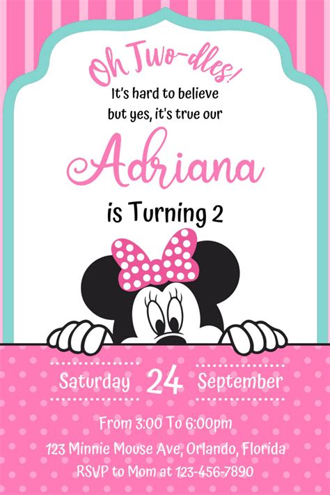 Minnie Mouse Birthday Invtation Template Canva Size In X In This Is