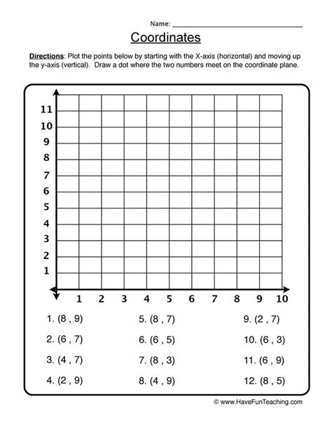 6th Grade Coordinate Plane Worksheets