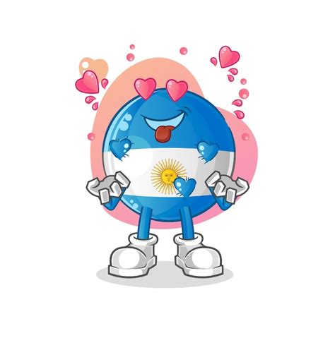 Premium Vector Argentina Flag Fallin Love Vector Cartoon Character