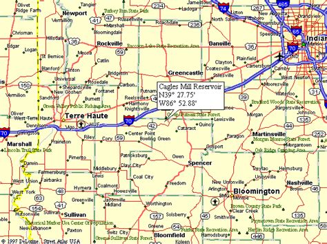 Map to Cagles Mill Reservoir (Lieber State Recreational Area) in Indiana