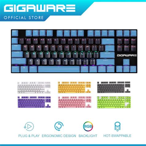 Gigaware KG1 Mnemonix TKL 87 Keys Hot Swappable RGB Backlight Mechanical Keyboard Red Switch