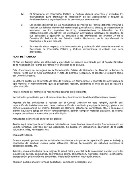 Manual De Procedimientos Para Las Asociaciones De Padres De Familia