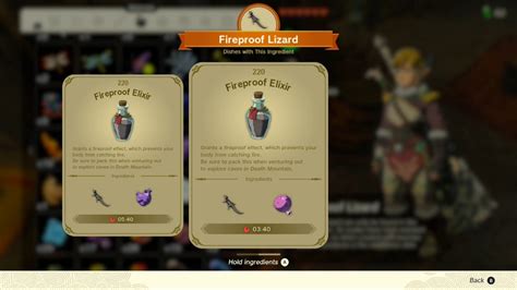 Fireproof Elixir Recipe In Tears Of The Kingdom Totk