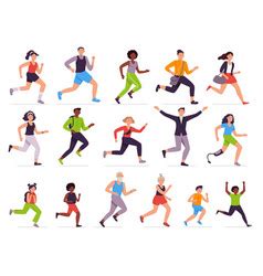 Flat running man athletic boy run animation Vector Image