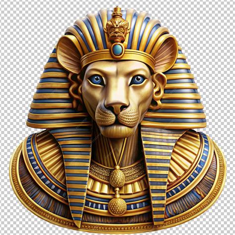 Egyptian pharaoh lion god in golden accessories | Premium AI-generated PSD