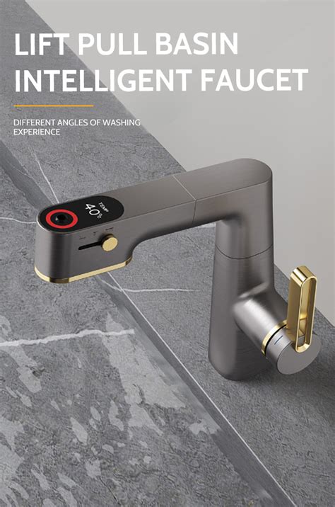 Modern New Bathroom Flexible Lifting Basin Faucet Cold And Hot Single Handle Basin Led