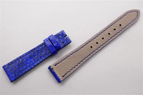 Mm Mm Cobalt Blue Genuine Sea Snake Skin Leather Watch Strap For