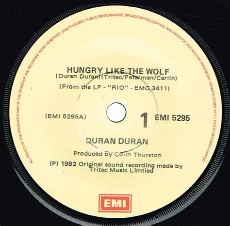 Duran Duran – Hungry Like The Wolf (1982, Vinyl) - Discogs