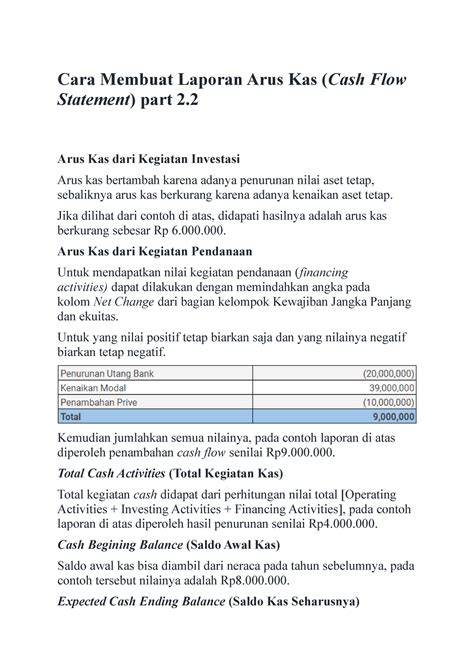 Cara Membuat Laporan Arus Kas Bag 2 Cara Membuat Laporan Arus Kas Cash Flow Statement Part 2