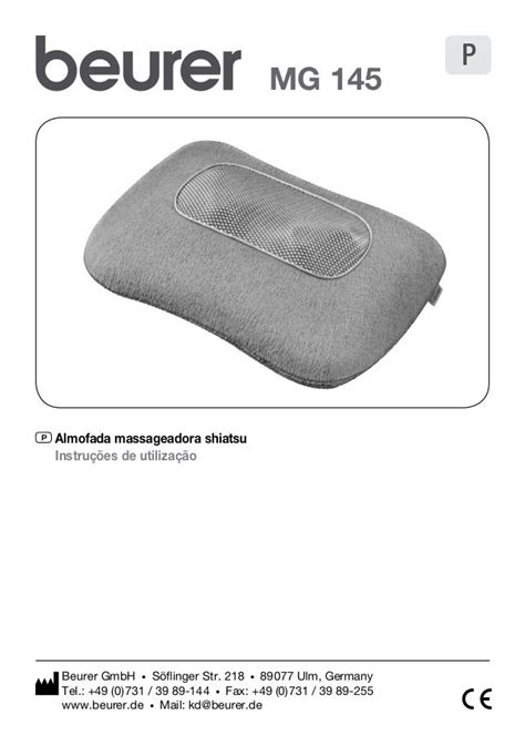 Manual De Instruções Da Almofada Massajadora Mg 145 Da Beurer