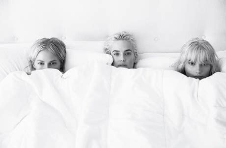 Three Sexy Blonde Centerfolds Pose Naked Together In Bed Shower