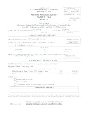 Fillable Online ANNUAL AUDITED REPORT FORM X 17 A 5 PART Ill SEC