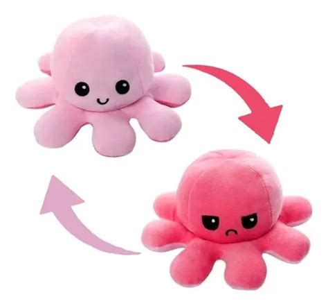 Peluche De Pulpo Con Humor Reversible De Tiktok Feliz Y Enojado