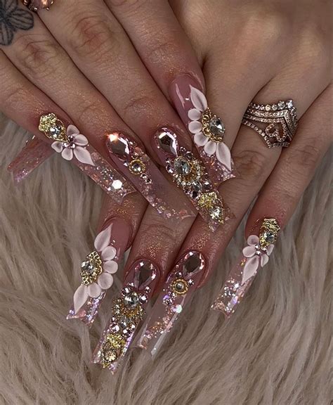 Rose Gold Nails Acrylic Long Square Acrylic Nails Acrylic Nails