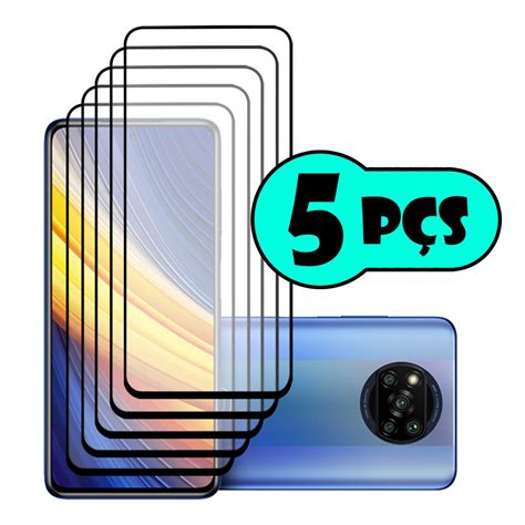 Kit Com 5 Películas De Vidro 3d Para Xiaomi Poco X3 Poco X3 Pro