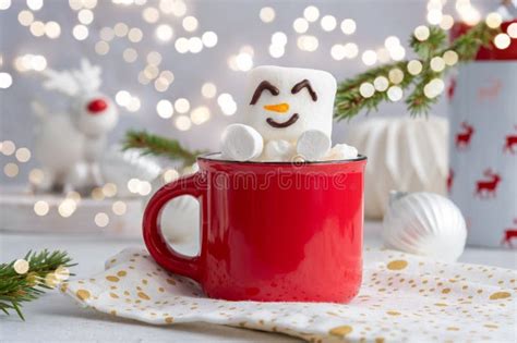 Hot Chocolate With Melted Snowman Stock Image Image Of Chocolate Food 62395075