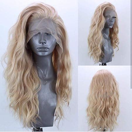 Amazon Wxhwcx Blonde Long Wavy Synthetic Lace Front Wig Middle