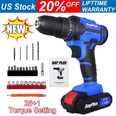 Dayplus 29PCS Cordless Drill Driver Kit 21V Power Drill With Battery