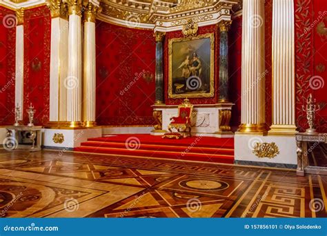 Interior of Small Throne Hall of Emperor Peter the Great in Winter Palace State Hermitage Museum ...