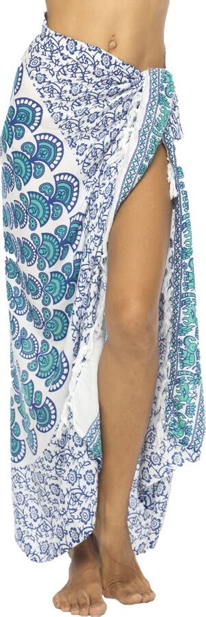Back From Bali Womens Beach Swimsuit Bikini Cover Up Wrap And Clip Sarong Peacock White Tosca